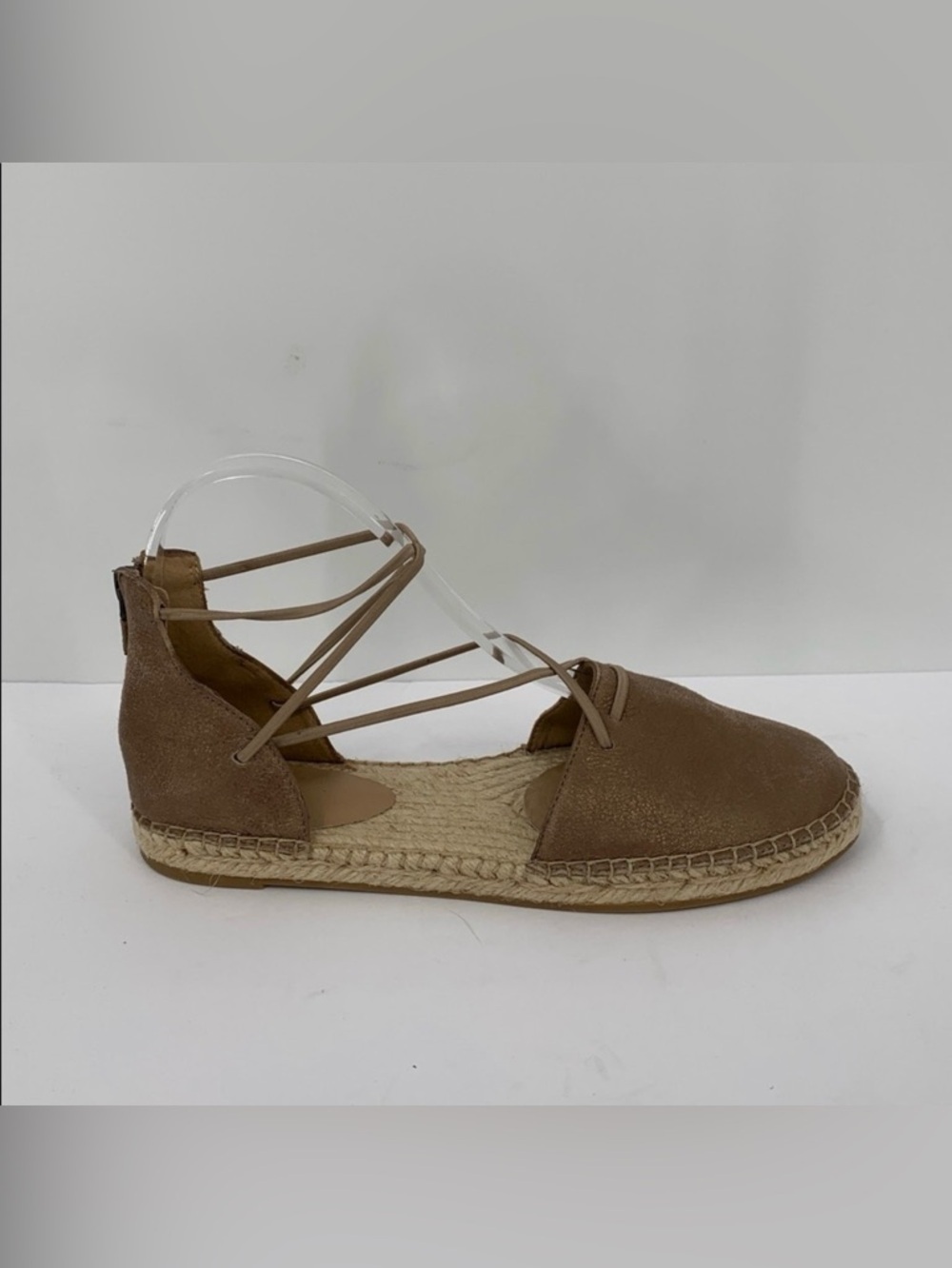 Eileen Fisher Lace-up Espadrille Shoe bronze strappy metallic flat new 8.5